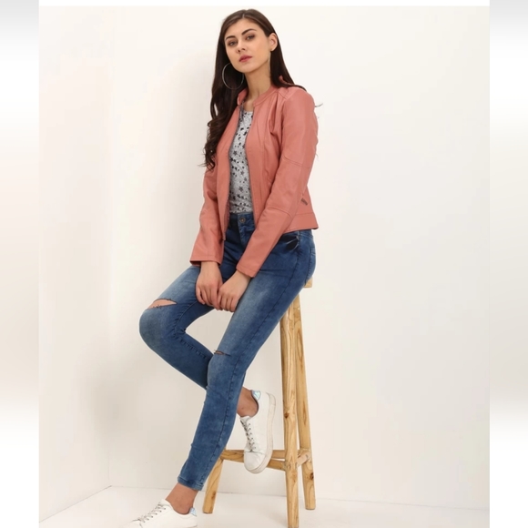 Vero Moda Old Rose Colour Faux Leather Jacket - Picture 7 of 7